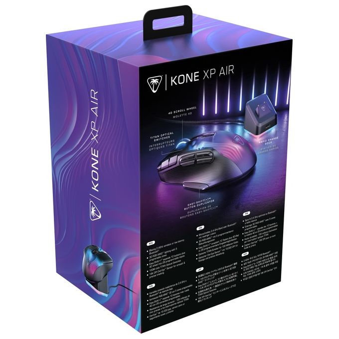 Turtle Beach TBM-1101-05 Kone XP Air Mouse da gioco wireless Sensore Ottico 19000 DPI Batteria 100 h Ricarica Rapida colore Nero