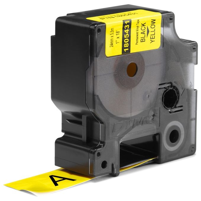 Dymo Nastro 24mmx 5 5m Vinile Nero su Giallo