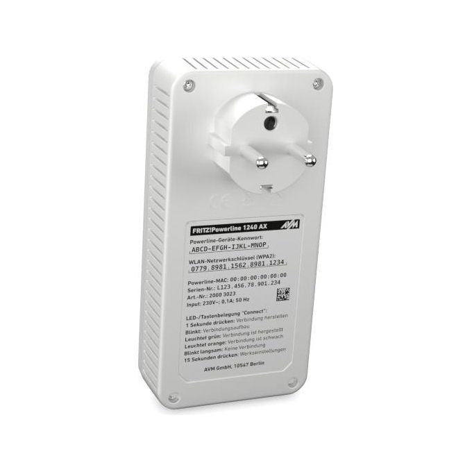 FRITZ! 20003038 Powerline 1240 AX Kit Adattatori Powerline Wi-Fi 6 1200 Mbit-s Gigabit Ethernet HomePlug AV2 2 pz colore Bianco