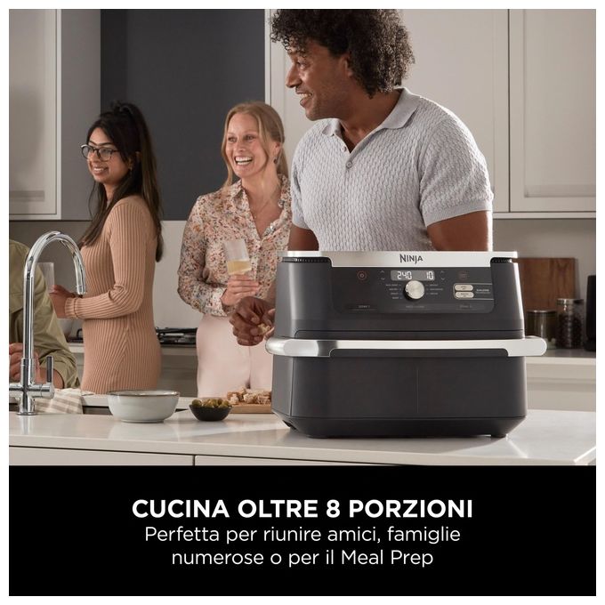 Ninja AF500EU FlexDrawer Friggitrice ad aria 10.4 L 2470 W 7 Programmi Dual Zone Touchscreen colore Nero