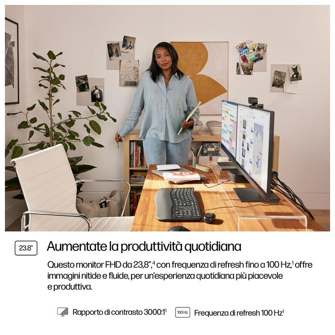 HP 9U5C1AA#ABB Serie 3 Pro Monitor 23'' FHD 1920x1080 Pixel 100 Hz 5 ms Nero