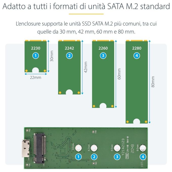 Startech box esterno sata m.2 ngff - usb 3.1 (10gbps) con cavo usb-c