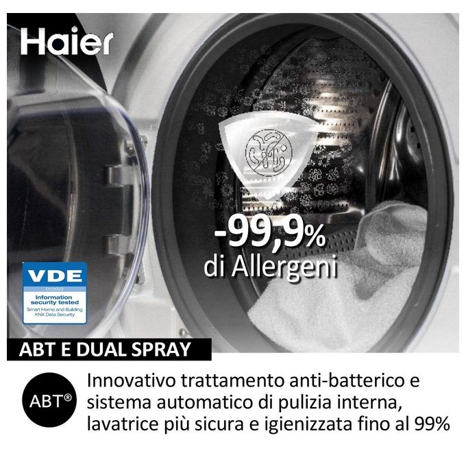 Haier HW80-BP14929A-S Lavatrice Caricamento Frontale 8kg 1400 Giri-min Bianco