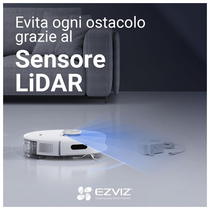 EZVIZ CS-RE4P-PWT2 RE4 PLUS Robot aspirapolvere Navigazione LDS LiDAR Capacita' 4,35 L autonomia 240 min Wi-Fi app colore Bianco