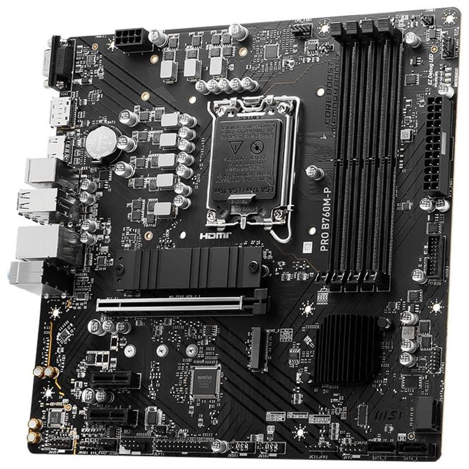MSI 7E02-009R PRO B760M-P Scheda madre Intel B760 LGA 1700 DDR5 6800+ MHz OC 4 DIMM Dual Channel M.2 Gen4 USB 3.2 Gen 2 Type-C Realtek LAN colore Nero