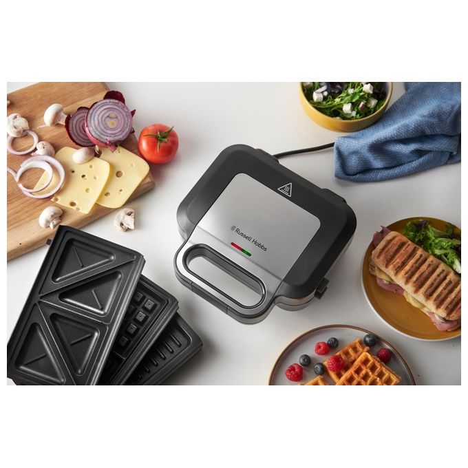 Russell Hobbs 26810-56 Creations Tostiera 3 in 1 Sandwich Waffle Griglia Antiaderente 750W piastre rimovibili colore Nero