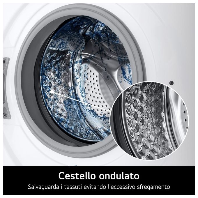 Lg F4NA10S8NWK Lavatrice Slim 8 Kg Classe A Profondita' 47 cm Centrifuga 1400 giri Inverter Vapore colore Bianco