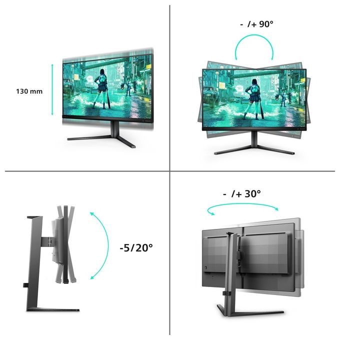 Philips 25M2N3200W-00 Evnia Monitor PC Gaming 24.5'' Full HD 1920x1080 VA 240 Hz 1 ms Adaptive Sync colore Grigio