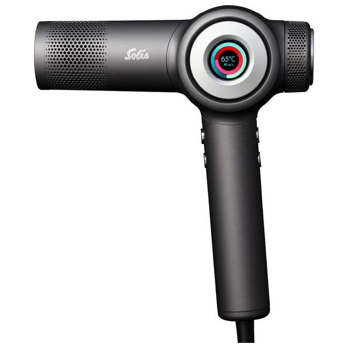 Solis 3804 AirVolution Asciugacapelli 1600 W Tecnologia Ionica 4 Velocita' e Display TFT LCD con Accessori Magnetici colore Antracite