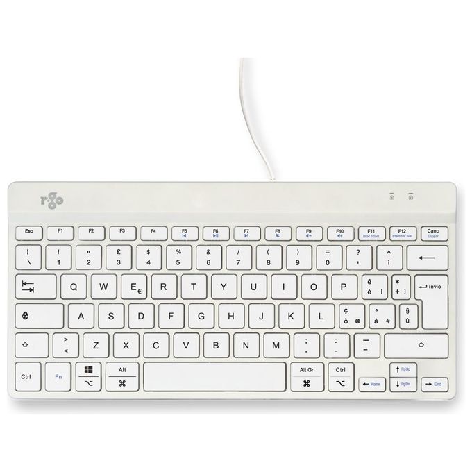 R-Go Tools RGOCOITWDWH Tastiera Ergonomica Compact Break Mini USB QWERTY IT con Software Break colore Bianco