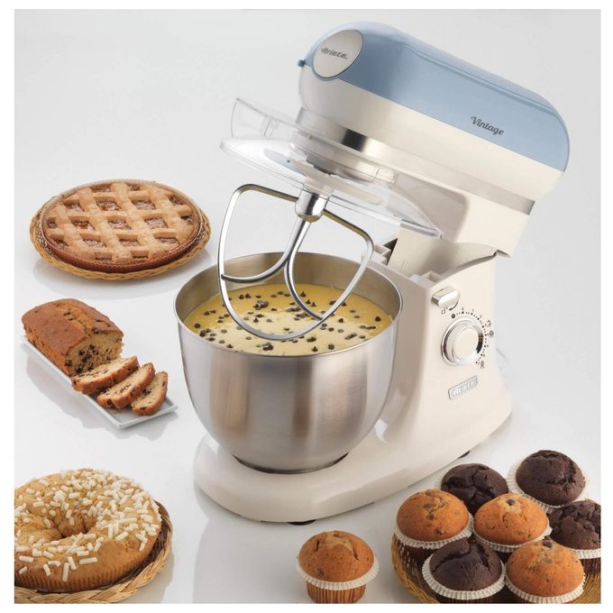 Ariete 1588 Vintage Impastatrice Planetaria Capacita' 5,5 Litri Potenza 2400W 7 velocita' Azzurro Pastello-Bianco