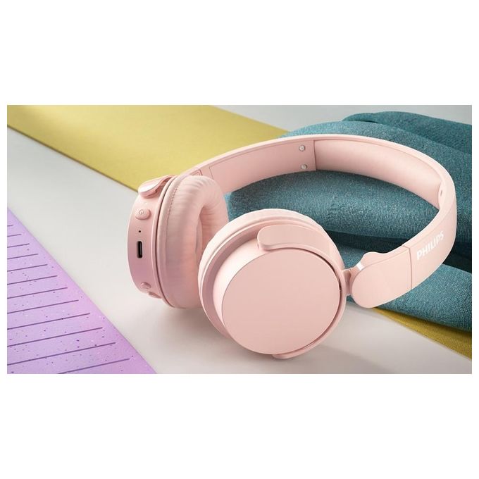 Philips TAH4209PK 4000 Series Cuffie On-Ear Wireless Bluetooth 5.3 55h Autonomia Driver 32mm Ricarica USB-C colore Rosa