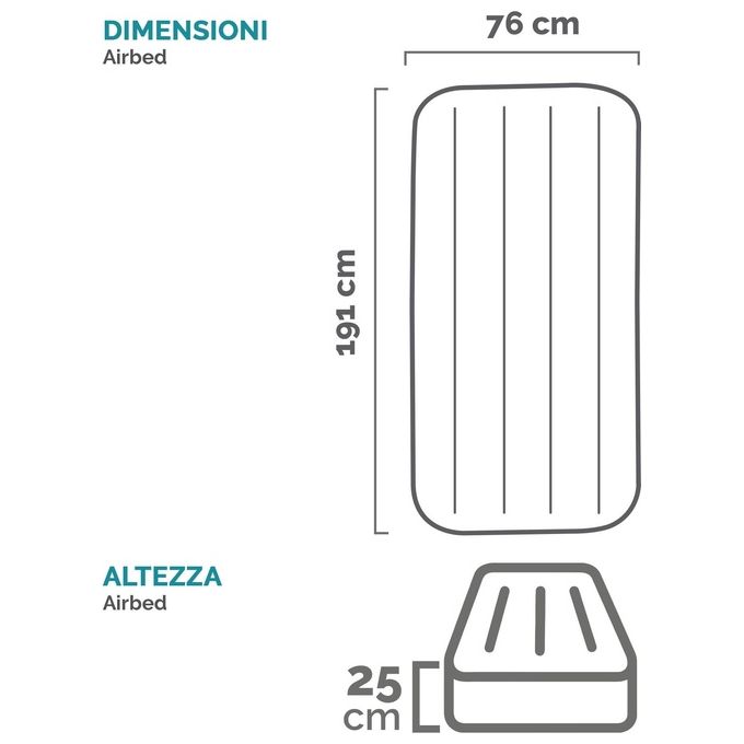 Intex Materasso Singolo Classic Downy con Tecnologia Fiber Tech 76x191x25cm