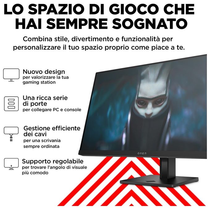 HP 780D9AA#ABB OMEN 24 Monitor Gaming 23,8'' FHD 1920x1080 IPS 165 Hz 1 ms AMD FreeSync Premium colore Nero