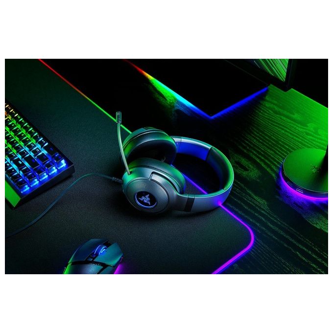 Razer RZ04-03750300-R3M1 Kraken V3 X Cuffie Gaming Cablate USB Driver TriForce 40mm Microfono HyperClear Cardioide Surround 7.1 Chroma RGB colore Nero