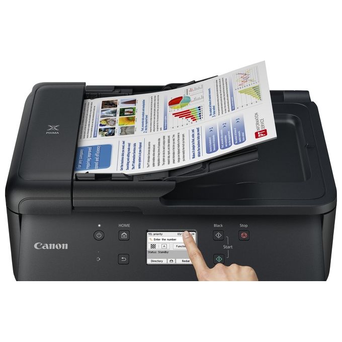 Canon PIXMA TR7650 Stampante Multifunzione 4 in 1 Getto d'Inchiostro 5 Cartucce Wi-Fi Stampa Fronte Retro Automatica ADF LCD Touch 4800 x 1200 DPI colore Nero