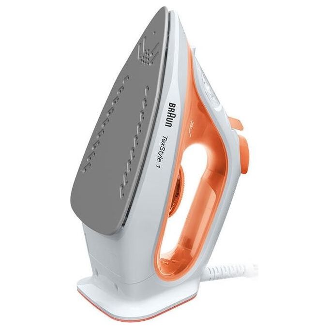 Braun TexStyle 1 SI 1009 Ferro da Stiro a Vapore Piastra Antiaderente 1900W Arancione-Bianco