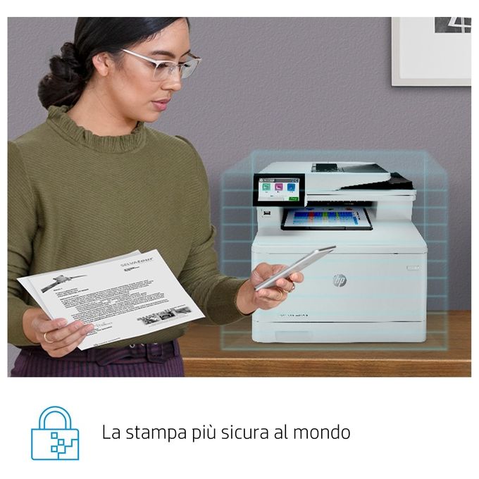 HP 3QA55A Color LaserJet Enterprise MFP M480f Stampante Multifunzione Laser A4 27 ppm colori Fronte Retro Automatico Fax USB Ethernet colore Bianco