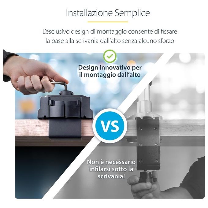 StarTech ARMDUALPIVOT Supporto Doppio Monitor da Scrivania per 2 Schermi VESA fino a 32'' 8Kg Regolabile Altezza e Orientamento colore Nero