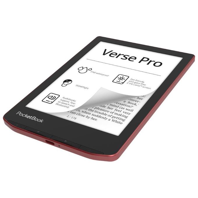 PocketBook PB634-3-WW Verse Pro Lettore eBook Touch 6'' E Ink Carta 300 DPI 16 GB Wi-Fi Bluetooth Resistente all'acqua colore Rosso
