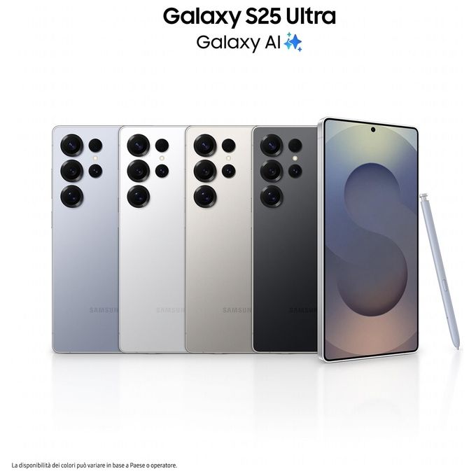 Samsung SM-S938B Galaxy S25 Ultra Smartphone 5G 6.9'' 256GB 12GB RAM Dual SIM Snapdragon 8 Elite 200MP 5000mAh colore Titanio