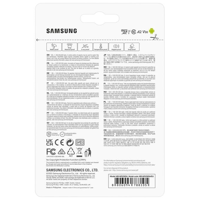 Samsung MB-MD256SA PRO Plus Scheda MicroSD 256 GB UHS-I U3 V30 A2 colore Blu