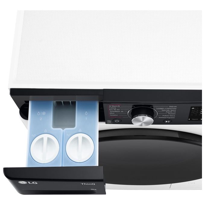 LG F4R7509TSWB Lavatrice 9Kg AI DD Classe Energetica A-10% 1400 Giri TurboWash Autodose