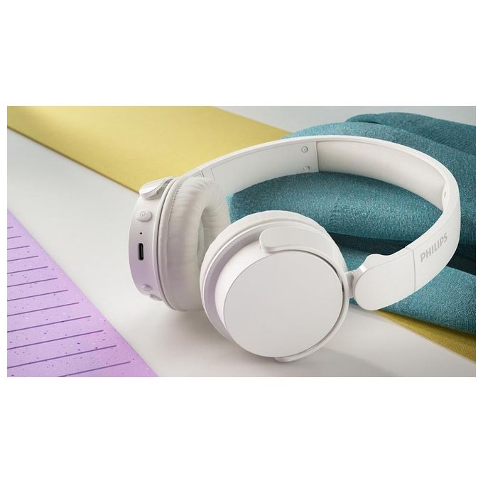 Philips TAH4209WT-00 Serie 4000 Cuffie a Padiglione Wireless Bluetooth 5.3 55 ore Microfono Integrato colore Bianco