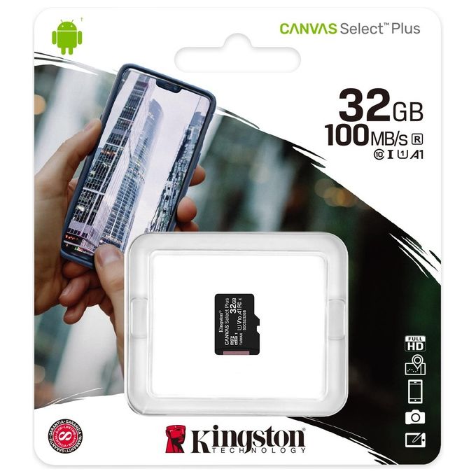 Kingston Canvas Select Plus SDCS2-32GBSP Scheda microSD Classe 10, senza Adattatore SD, 32 GB