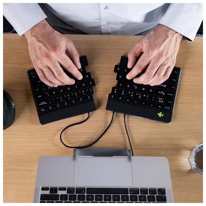 R-Go Tools RGOSP-ITWIBL R-Go Split Tastiera Ergonomica Divisa QWERTY Italiano USB Cablata Forbici Plug and Play colore Nero