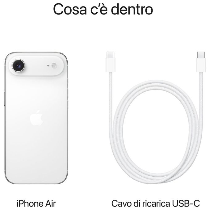 Apple MG2X4QL-A iPhone Air Smartphone 6.5'' OLED 1TB 5G chip A19 Pro Dual SIM colore Bianco Nuvola