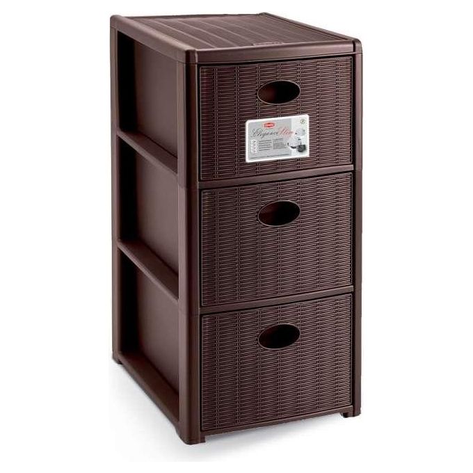 Stefanplast 30251 Elegance Slim Cassettiera 3 Cassetti Polipropilene 30x40x60 cm con Ruote colore Moka
