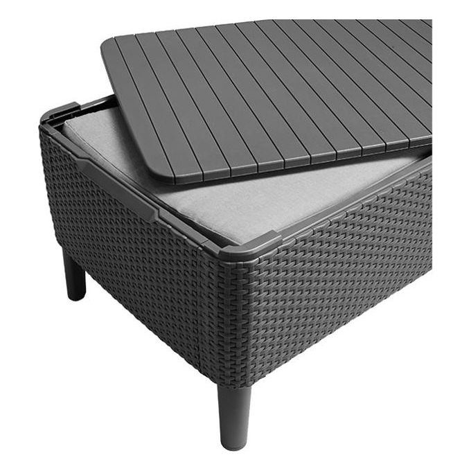 Keter 253220 Salemo Salottino da Esterno 4 Posti Divano 2 Poltrone Tavolino Polipropilene Effetto Rattan colore Grafite