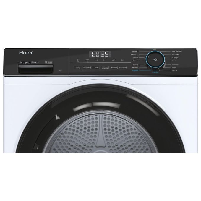 Haier HD90-A3939E-IT I-Pro Serie 3 Asciugatrice Pompa di Calore 9 Kg Classe C Inverter Wi-Fi I-Refresh (85x60x67 cm) colore Bianco