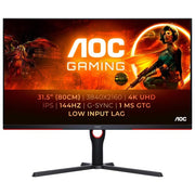 AOC AOC U32G3X-BK Monitor Gaming 31.5'' 4K Ultra HD IPS 144 Hz 1 ms GtG HDR400 colore Nero Rosso