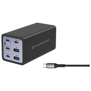 Conceptronic OZUL06BE Caricatore USB PD 3.1 a 6 Porte 200 W con Tecnologia GaN e Cavo USB-C Incluso colore Nero