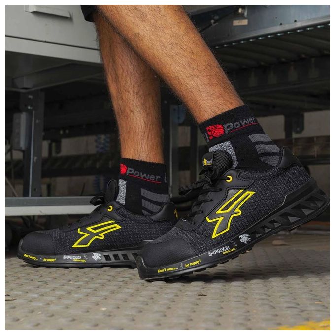 U-Power 0RV20036 Frank Scarpe Antinfortunistiche Basse S1P SRC ESD Taglia 46 colore Nero Giallo