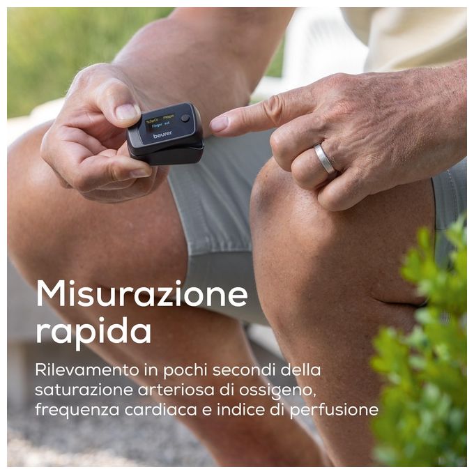 Beurer 45434 Pulsossimetro PO 45 Misurazione SpO2 Frequenza Cardiaca Indice di Perfusione Display OLED Bicolore colore Nero