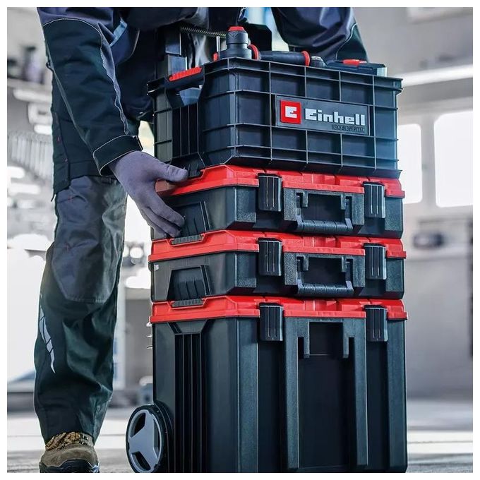 Einhell 4540037 E-Case Valigetta Portautensili Impilabile e Combinabile fino a 90 Kg in Polipropilene Resistente Colore Grigio