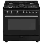 Smeg CX91GMBL Concerto Cucina Libera Installazione Gas 5 fuochi Forno Elettrico Termoventilato 115 L Classe A (90x60x90 cm) colore Nero
