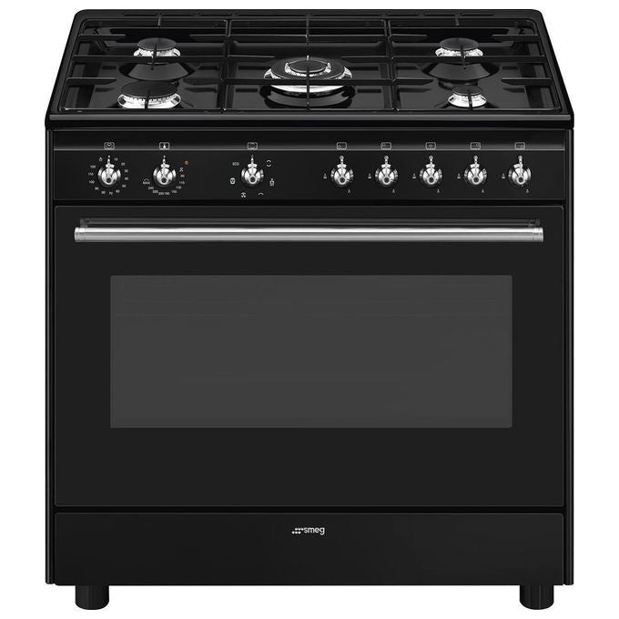 Smeg CX91GMBL Concerto Cucina Libera Installazione Gas 5 fuochi Forno Elettrico Termoventilato 115 L Classe A (90x60x90 cm) colore Nero