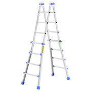 Colombo New Scal EIFFEL 4+4 Scala Telescopica Pieghevole in Alluminio Altezza Max 3.6 m 10 gradini Portata 100 Kg colore Acciaio inox