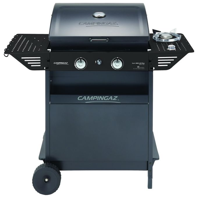 Campingaz 2190531 Xpert 200 LS Plus Barbecue a gas 2 bruciatori 10,3 kW griglia ghisa 54,5x34,5 cm roccia lavica fornello laterale colore Nero