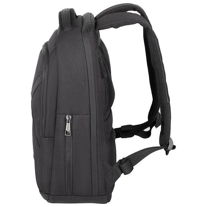 RivaCase 8126 BLACK Zaino Eco per Laptop Compatibile con 14 e Mac Air 15 Pollici in Poliestere Riciclato RPET Impermeabile con Scomparto Imbottito per Dispositivi Protezione Laterale e Inserto Antishock Colore Nero