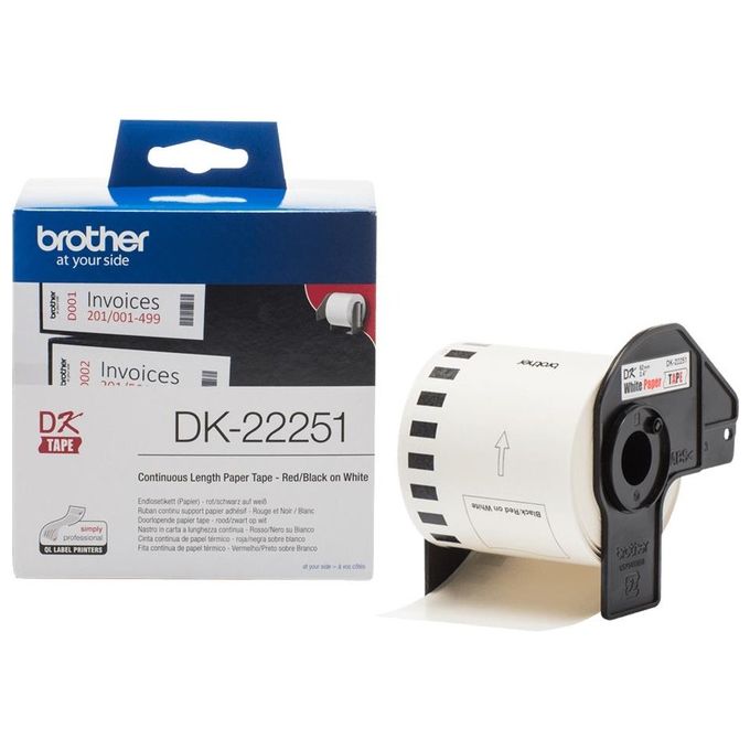 Brother Nastro per Etichettatrice Nero e Rosso su Bianco 62mm