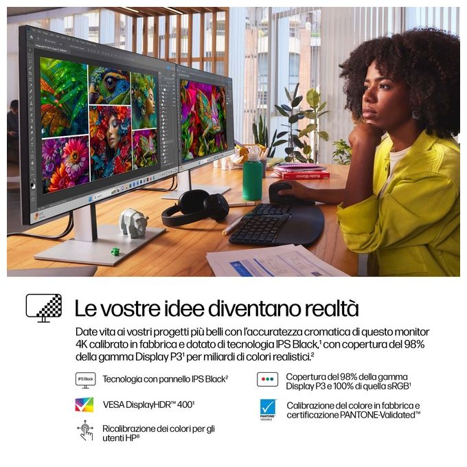 HP 8J9G2AA#ABB Serie 7 Pro Monitor 27'' 4K IPS Black Thunderbolt 4 USB-C 100W KVM Ethernet colore Nero
