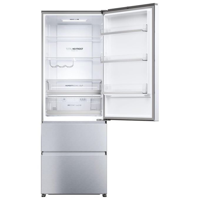 Haier HTR5720ENMG 3D 70 Serie 5 Frigorifero Combinato 3 Porte 483 L 200 cm Classe E 37 dB No Frost colore Argento