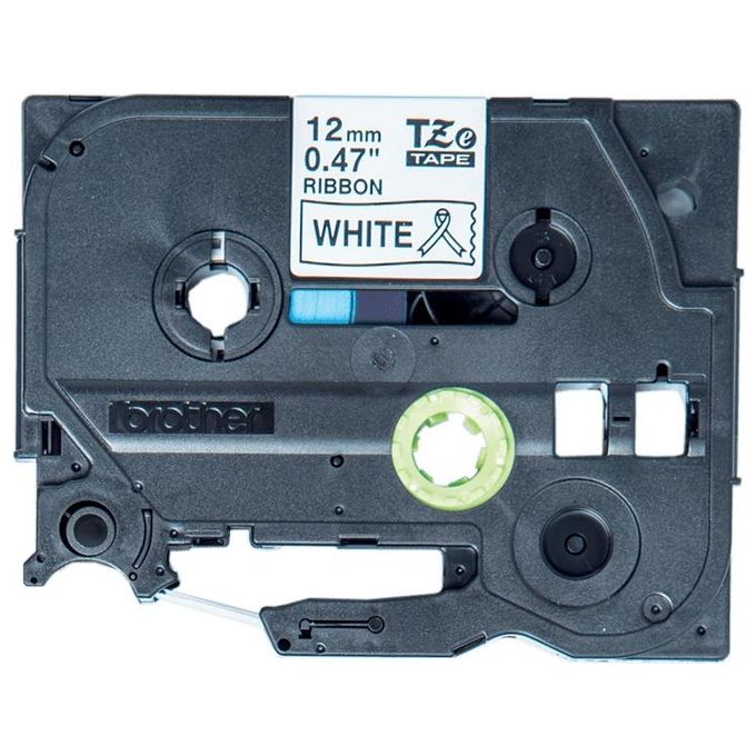 Brother Nastro per Etichettatrice in Tessuto 12mm Nero su Bianco