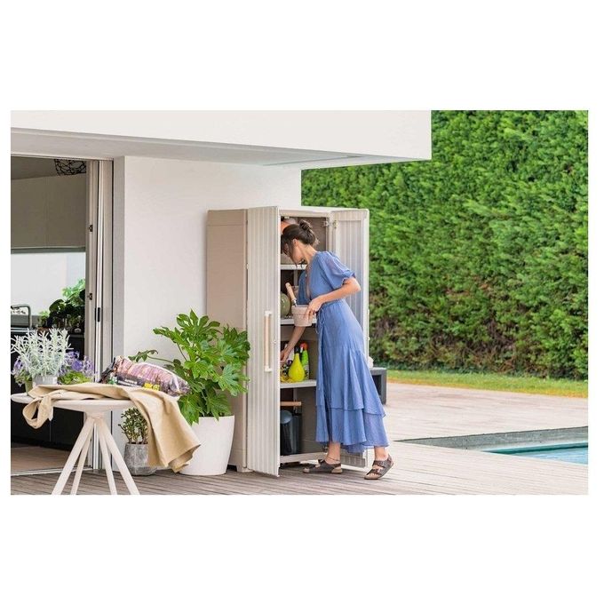 Keter Armadio Groove Alto 80x45x180H Design Funzionale ed Elegante per Organizzare Spazi Interni ed Esterni in Ogni Ambiente