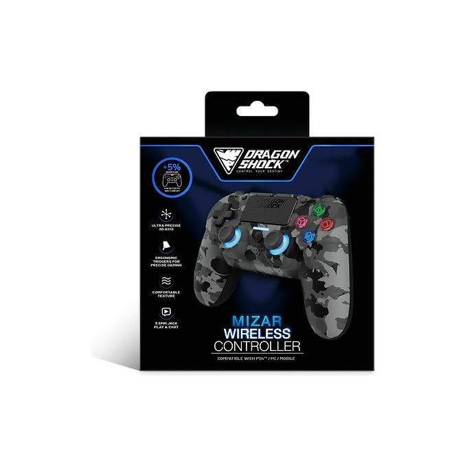 DragonShock DSCPS4-GC Mizar Controller Wireless per PS4 PC Cellulare Bluetooth 2.1 colore Grigio Mimetico